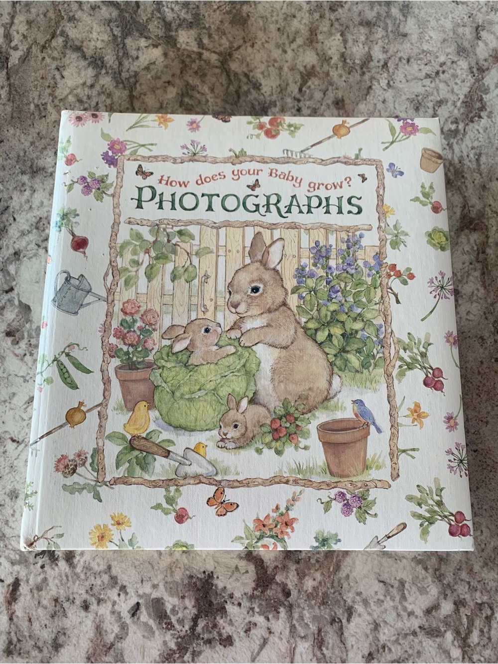 Photographs Baby Keepsake Book - Floral Bunny Design (Cream/Green)